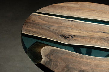 Expensive vintage furniture. The table is covered with epoxy resin and varnished. Luxury quality...