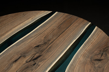 Expensive vintage furniture. The table is covered with epoxy resin and varnished. Luxury quality...