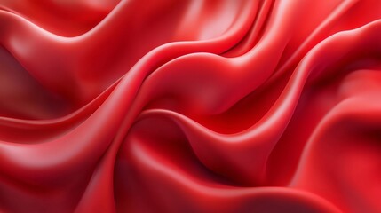 Obraz premium Elegant Red Silk Fabric Draped in Soft Waves Capturing Light and Shadow