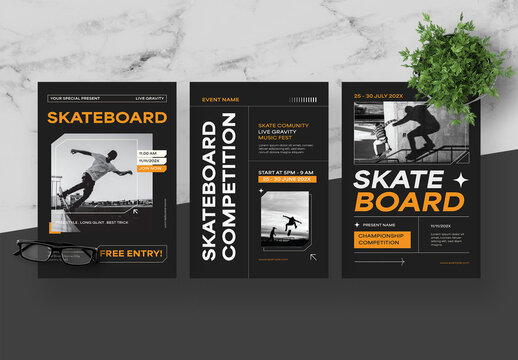 Grey and Orange Brutalism Flyer
