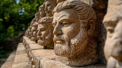 Obraz premium Wanderlust, ancient temple, stone carvings Background