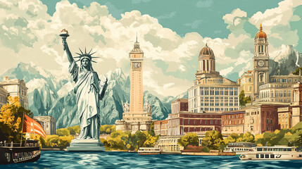 Vintage travel posters from around the world.Highly detailed , 8K