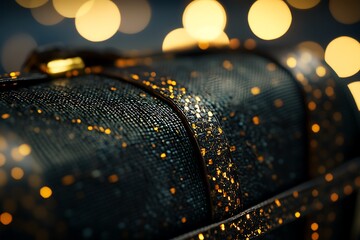 Close-up of a Black and Gold Decorative Treasure Chest