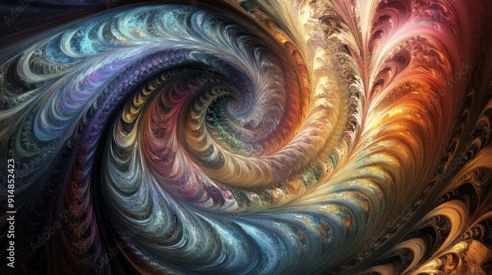 Poster abstract digital art with swirling colors and intricate patterns
