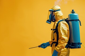 Pest Control Specialist in Full Protective Gear