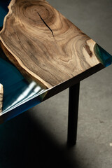 Expensive vintage furniture. The table is covered with epoxy resin and varnished. Luxury quality...