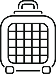 Line icon of a pet carrier box, ensuring the safe and comfortable transportation of animals