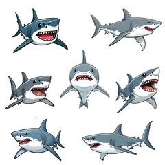 Great white shark clip art illustration bundle set 