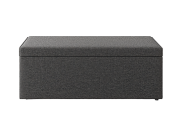 A stylish gray storage ottoman with a modern design, perfect for organizing living spaces and adding contemporary elegance.