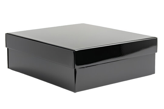 Glossy black box with a smooth surface, perfect for packaging gifts or storage. Ideal for stylish presentations and organization.