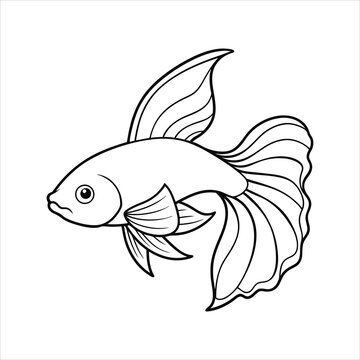 recommend clip art: Betta fish line art illustration vector