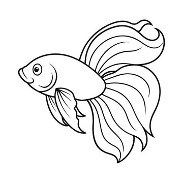 recommend clip art: Betta fish line art illustration vector