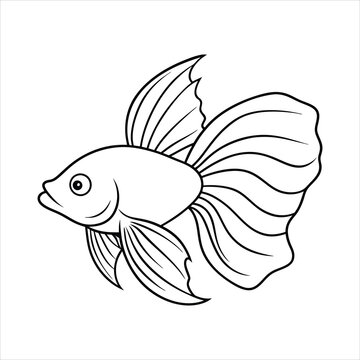 recommend clip art: Betta fish line art illustration vector