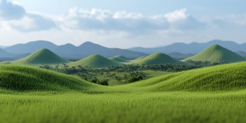 Obraz premium 3d model of mountains, green color