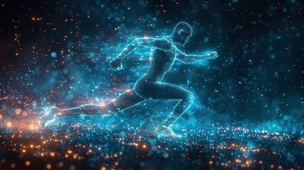 Naklejka premium sport science technology, polygon runner with futuristic element