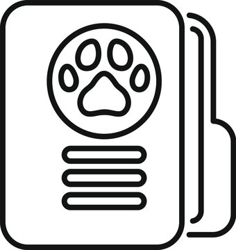 recommend clip art: Line drawing of a pet passport showing a paw print, used to identify an animal for international travel