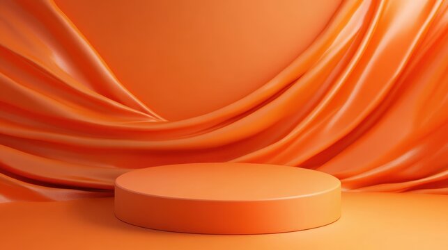 Modern 3D orange podium with a professional finish, ideal for showcasing and promoting products in marketing materials