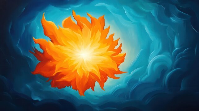 Abstract painting of a star exploding into cosmic energy, Explosion Ignite Surge, Cosmic star explosion