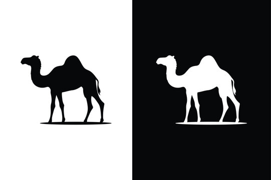 recommend clip art: Camel icon silhouette logo vector design. Simple camel icon isolated black white background.