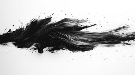 Abstract black paint splash and brush strokes in Japanese style, isolated on white background, Generative AI