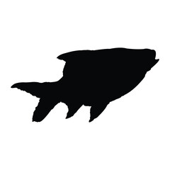 black freshwater ornamental fish silhouette vector design on a white background