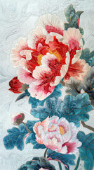 Embroidery peonies