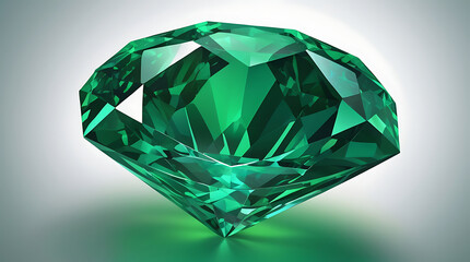 Vector Art of a Stunning Emerald with Brilliant Facets and Vivid Green Color on a Transparent Background, Featuring Ample Copy Space for Adding Text or Informational Details