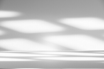 Wall interior background, studio and backdrops show products.with shadow from window color white and grey. background for text insertion and presentation product	