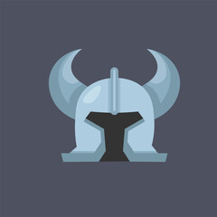 horned war helm in flat vector design.