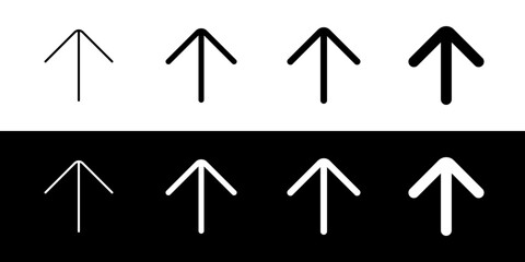 Vector single arrow chevron up icon. Black, white background. Perfect for app and web interfaces, infographics, presentations, marketing, etc.