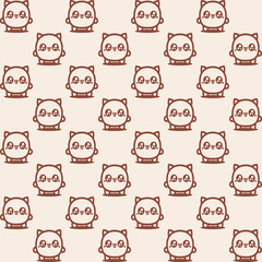 Cute cartoon kawaii pattern on brown background. Seamless design for fabric, wallpaper, and children's products.