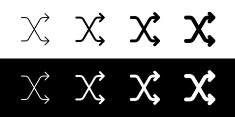 Obraz premium Editable vector shuffle random icon. Black, transparent white background. Part of a big icon set family. Perfect for web and app interfaces, presentations, infographics, etc