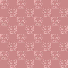Cute cartoon kawaii pattern on Pink, dark, light background. Seamless design for fabric, wallpaper, and children's products.