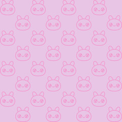Cute cartoon kawaii pattern on pink background. Seamless design for fabric, wallpaper, and children's products.