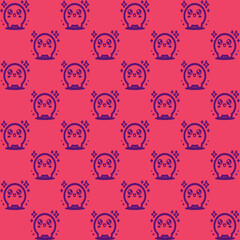 Cute cartoon kawaii pattern on Pink, blue background. Seamless design for fabric, wallpaper, and children's products.