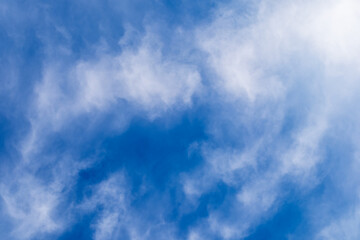 Panorama of cloud clear sky background for summer vacation concept at ocean and summer sea water with sunlight of beautiful cloudy sky.	