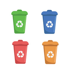 recycle bin set with different color in flat vector design.