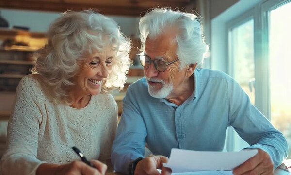 Happy Senior Couple Planning Retirement - Financial Stability and Retirement Goals