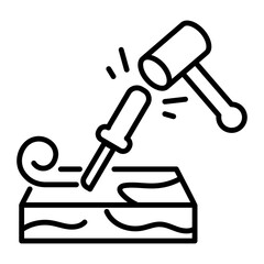 Wood carving icon in line style 