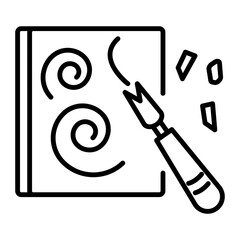 An outline icon of linocut tool 