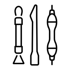 An outline icon of sculpting tools 