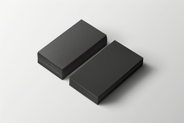 Blank black rectangular business card templates on a light background, arranged in a row. Layout of your business card, logo