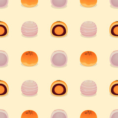 Vector seamless pattern of set of chinese mooncake