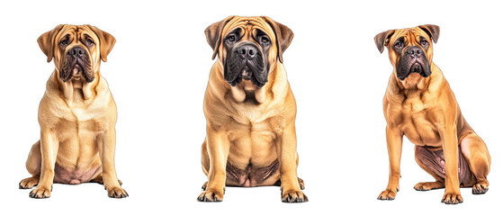Obraz premium Collection of three dogs regal Mastiffs set isolated on white background