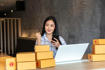 Entrepreneur small business working at home.start up small business concept.