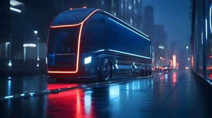 Inspiration fueling the design of autonomous truck in a sleek,  day light view 