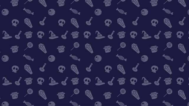 Halloween Pattern Background With Black Color. 4k Animation
