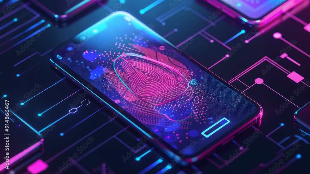 Poster digital fingerprint scan on smartphone