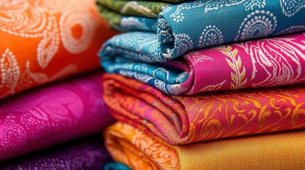 Fototapeta premium Paisley pattern, traditional fabric, vibrant colors Background