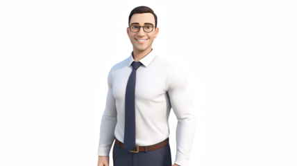 3D Businessman Character with Folded Arms and Confident Smile